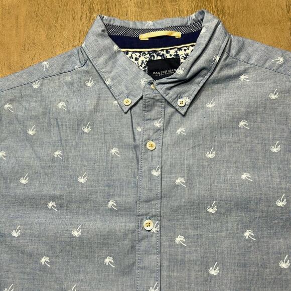 Cactus Man button down casual shirt with palm trees, Medium - Picture 1 of 6
